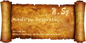 Mohápp Szibilla névjegykártya